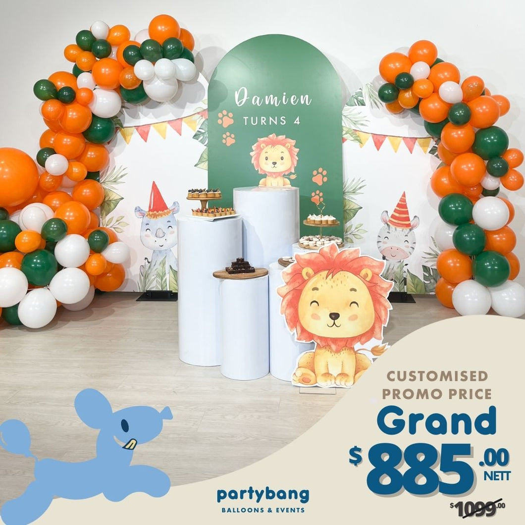[Enquiry Form] Customised Birthday Theme Foamboard Backdrop Set-up with Balloon Garland Grand