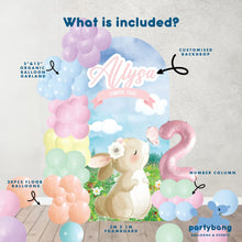 Load image into Gallery viewer, [Enquiry Form] Custom Round Arch Bunny Theme Foamboard Backdrop Set-up with Balloon Garland Superb Set
