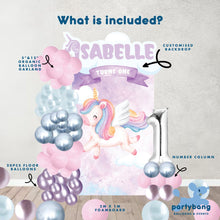Load image into Gallery viewer, [Enquiry Form] Custom Unicorn Theme Foamboard Backdrop Set-up with Balloon Garland Superb Set
