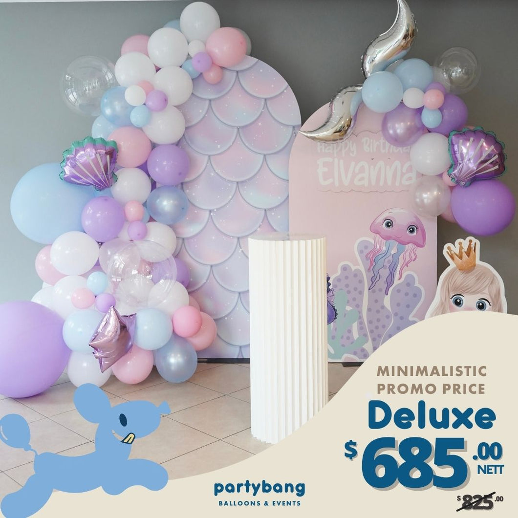[Enquiry Form] Mermaid Birthday Theme Foamboard Backdrop Set-up with Balloon Garland Birthday