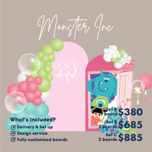 Load image into Gallery viewer, [Enquiry Form] Monster Inc Birthday Theme Foamboard Backdrop Set-up with Balloon Garland
