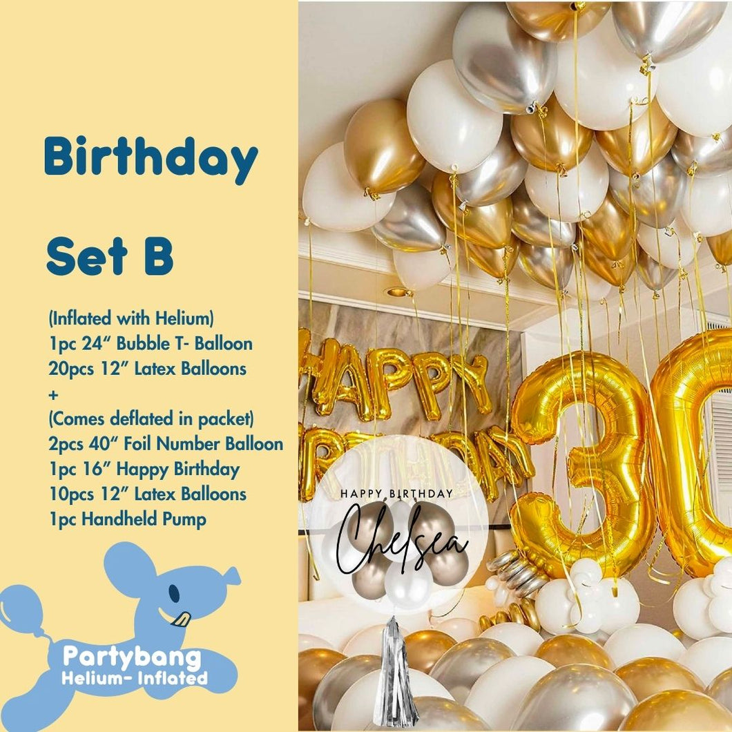 [Helium Inflated] Birthday Balloons Hotel Room Staycation Setup Set B