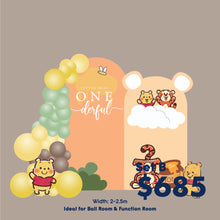 Load image into Gallery viewer, [Enquiry Form] Winnie the Pooh Birthday Theme Foamboard Backdrop Set-up with Balloon Garland
